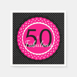 Heet roze en zwarte 50 & Fabulous verjaardagsfeest Servet