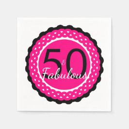 Heet Roze en Zwarte 50 & Fabulous Verjaardagsfeest Servetten