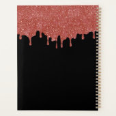 Heet Roze en Zwarte Aangepaste Foto Glitter Druppe Planner (Achterkant)