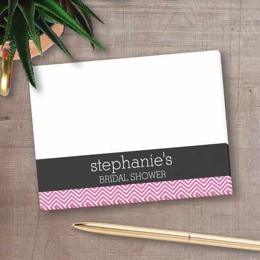 Heet roze en zwarte bruiloftsshower chevrons post-it® notes