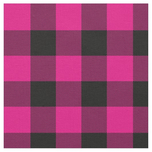 Heet roze en zwarte Buffalo ruitjes Stof (Close Up)