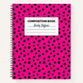 Heet Roze en Zwarte Cheetah Spots Compositie Notitieboek (Voorkant)