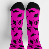 Heet roze en zwarte dinosaurus-silhouet sokken (Top)