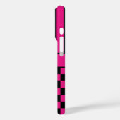 Heet Roze en Zwarte Geruite Gestreepte Gepersonali Case-Mate iPhone Case (Achterkant / Links)