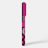 Heet Roze en Zwarte Geruite Gestreepte Gepersonali Case-Mate iPhone Case (Achterkant / Rechts)
