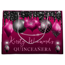 Heet roze en zwarte Kerstbal Quinceanera