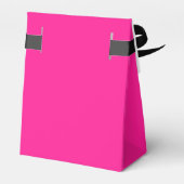 Heet Roze en Zwarte Kromme Script Monogram Bedankdoosjes (Achterkant)