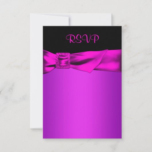 Heet Roze en Zwarte RSVP Kaartje (Voorkant)