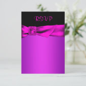 Heet Roze en Zwarte RSVP Kaartje (Staand voorkant)