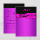 Heet Roze en Zwarte RSVP Kaartje (Voorkant / Achterkant)