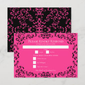 Heet roze en zwarte spiraal gotische bruiloft kaart (Voorkant / Achterkant)