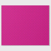 Heet Roze en Zwarte Stippen Cadeaupapier (Vlak)