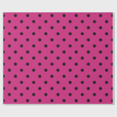 Heet Roze en Zwarte Stippen Cadeaupapier (Vlak)