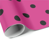Heet Roze en Zwarte Stippen Cadeaupapier (Rol Hoek)