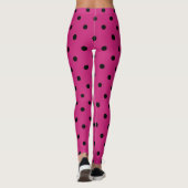 Heet Roze en Zwarte Stippen Leggings (Achterkant)