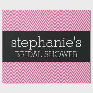 Heet roze en zwarte Vrijgezellenfeesten Chevrons Cadeaupapier