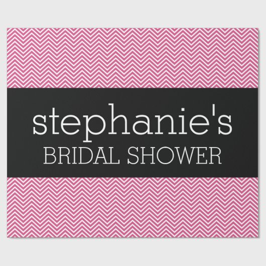 Heet roze en zwarte Vrijgezellenfeesten Chevrons Cadeaupapier (Vlak)