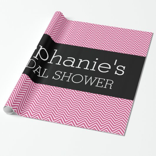 Heet roze en zwarte Vrijgezellenfeesten Chevrons Cadeaupapier (Uitgerold)