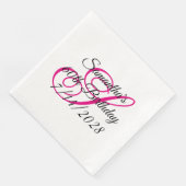 Heet Roze Fancy Monogram 60e Verjaardag Servet (Hoek)