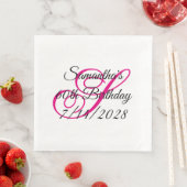 Heet Roze Fancy Monogram 60e Verjaardag Servet (Insitu)