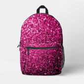 Heet roze faux glitter sparkles bedrukte rugzak (Voorkant)
