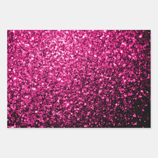 Heet roze faux glitter sparkles inpakpapier vel (Voorkant 2)