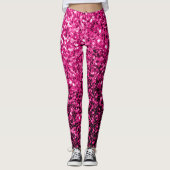 Heet roze faux glitter sparkles leggings (Voorkant)