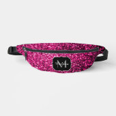 Heet roze faux glitter sparkles Monogram Heuptasje (Voorkant)