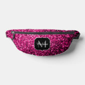 Heet roze faux glitter sparkles Monogram Heuptasje (Liggend)