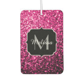 Heet roze faux glitter sparkles Monogram Luchtverfrisser (Voorkant)