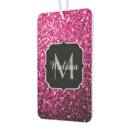 Heet roze faux glitter sparkles Monogram Luchtverfrisser