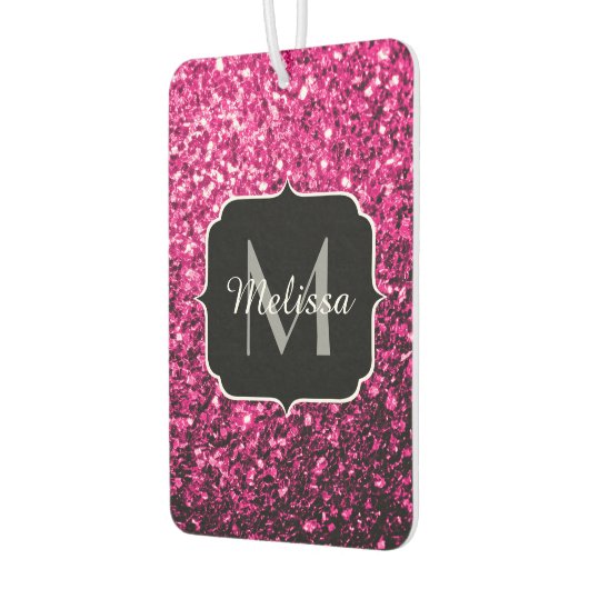 Heet roze faux glitter sparkles Monogram Luchtverfrisser (Links)