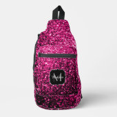 Heet roze faux glitter sparkles Monogram Sling Bag (Voorkant)