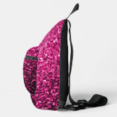 Heet roze faux glitter sparkles Monogram Sling Bag (Rechts)