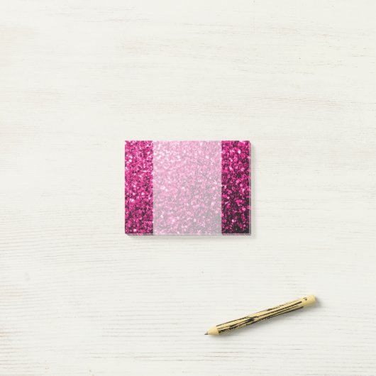 Heet roze faux glitter sparkles post-it® notes (Op bureau)