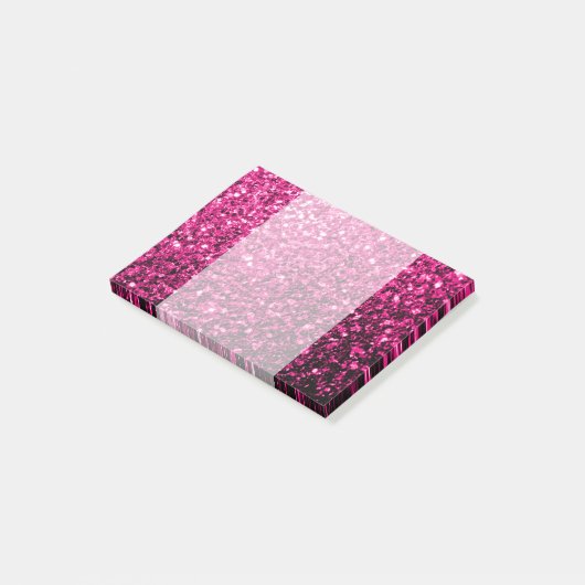 Heet roze faux glitter sparkles post-it® notes (Schuin)