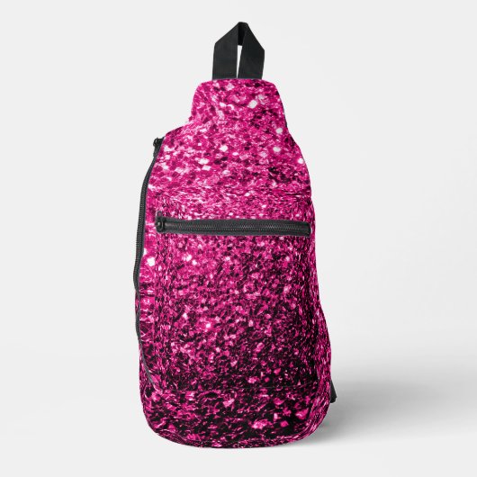 Heet roze faux glitter sparkles sling bag (Voorkant)