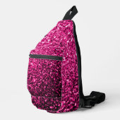 Heet roze faux glitter sparkles sling bag (Rechterhoek)
