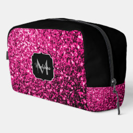 Heet roze faux glitter sparkles zwart Monogram Toilettasje