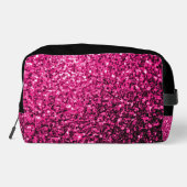 Heet roze faux glitter sparkles zwart Monogram Toilettasje (Achterkant)