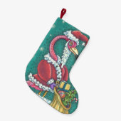 HEET ROZE FLAMINGO SANTA FLEECE KERSTKOUS KLEINE KERSTSOK (Voorkant (Hangend))