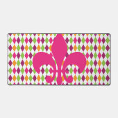 Heet roze Fleur De Lis Diamond Patroon Bureaumat (Voorkant)