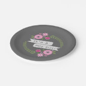 Heet Roze Floral WreatBaby shower Papieren Bordje (Gekanteld)