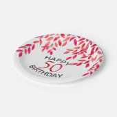 Heet Roze Foliage Verjaardagsfeest Papieren Bordje (Gekanteld)