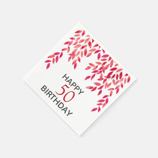 Heet Roze Foliage Verjaardagsfeest Servet (Hoek)