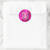 Heet Roze Folie Drielettermonogram Ronde Sticker (Tas)