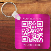 Heet Roze Folie QR Code Sleutelhanger (Voorkant)