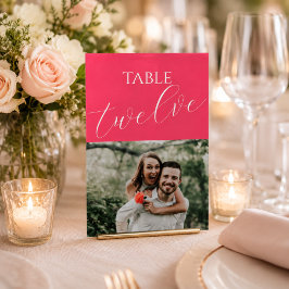 Heet Roze Foto Huwelijk Tafelnummer