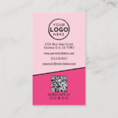 Heet Roze Foto QR Code Vertical Logo Visitekaartje (Achterkant)