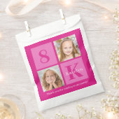 Heet Roze Fotocollage Custom Meisjes Verjaardagsfe Bedankzakje (Geknipt)
